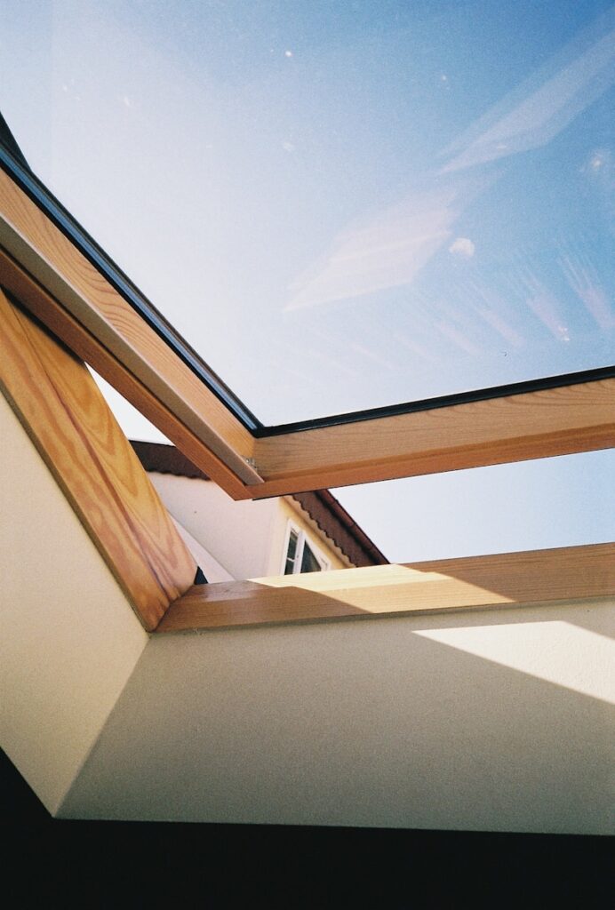 a view of the sky through a window